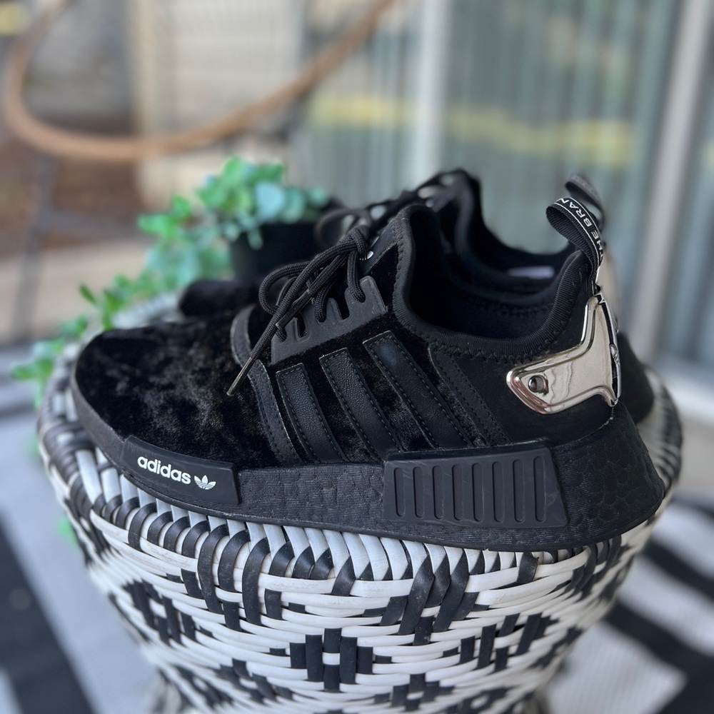 adidas NMD_R1 'Triple Black' Velvet with Chrome Accent